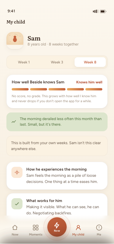 Beside app, a growing picture of your child